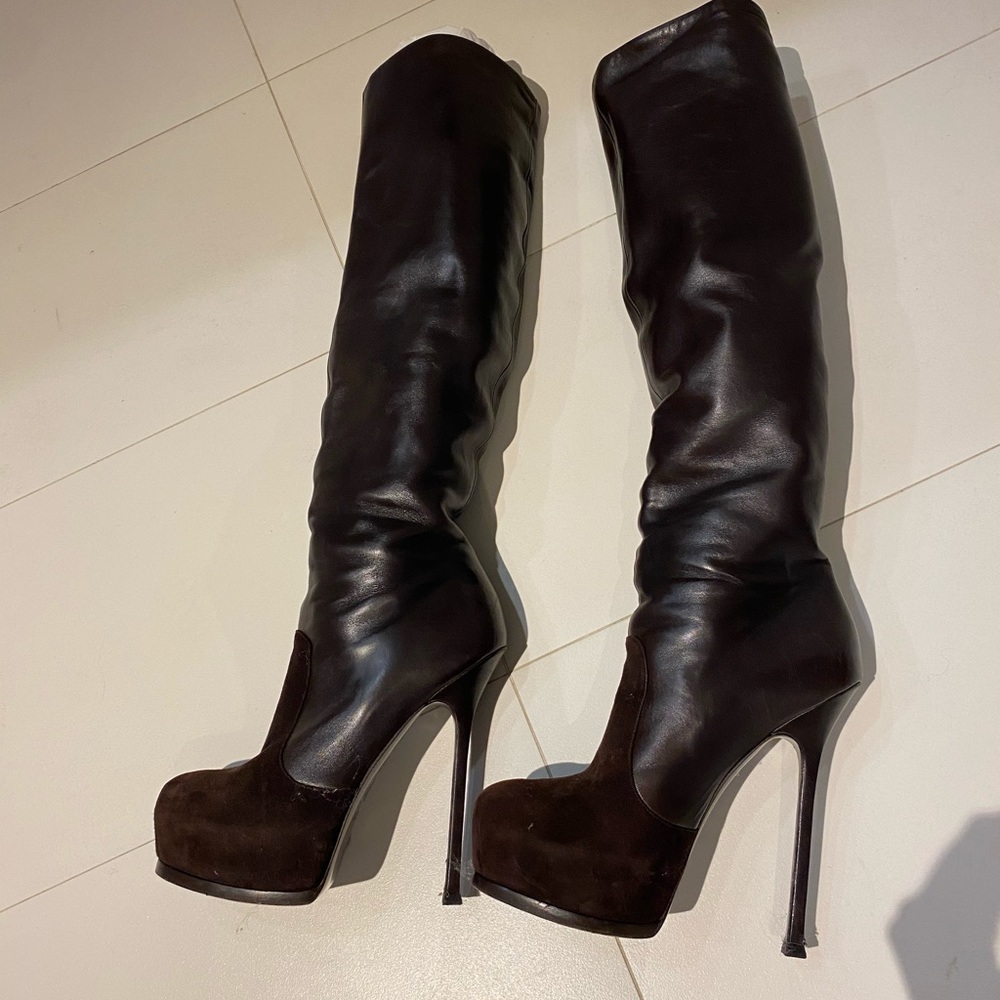 Yves Saint Laurent (YSL) brown boots